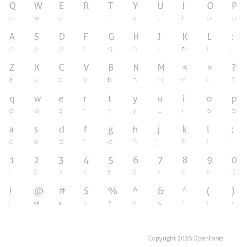 Character Map of Santino Regular