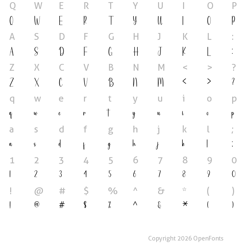 Character Map of Santtiago Regular