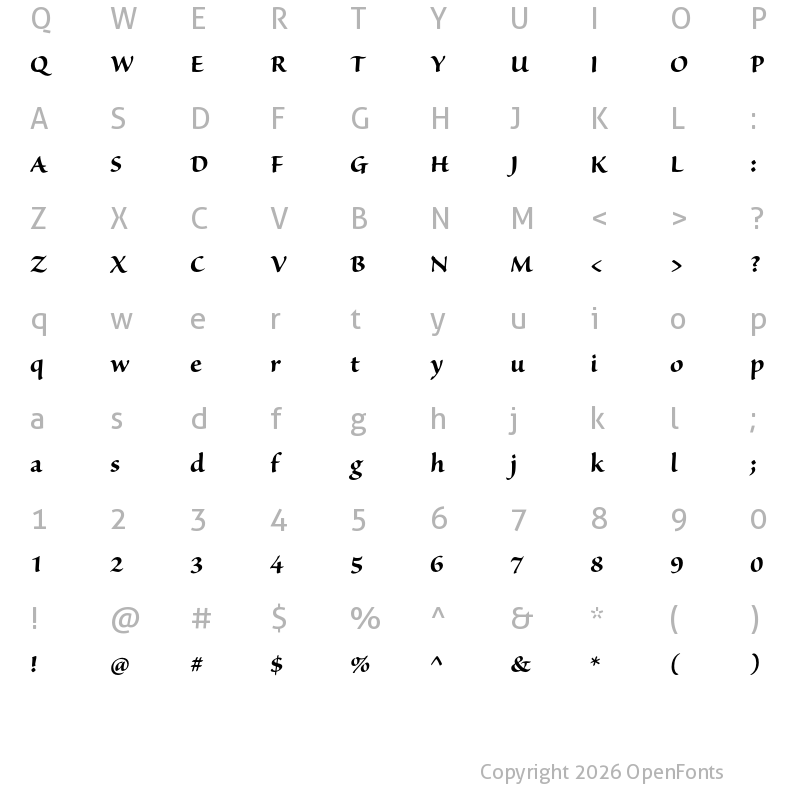 Character Map of Sanvito Pro Subhead Bold
