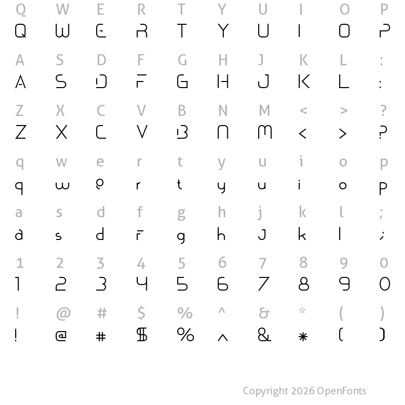 Character Map of Sapotong Regular