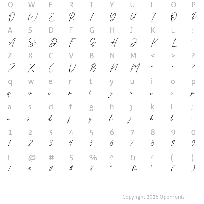 Character Map of Sarah And James Regular