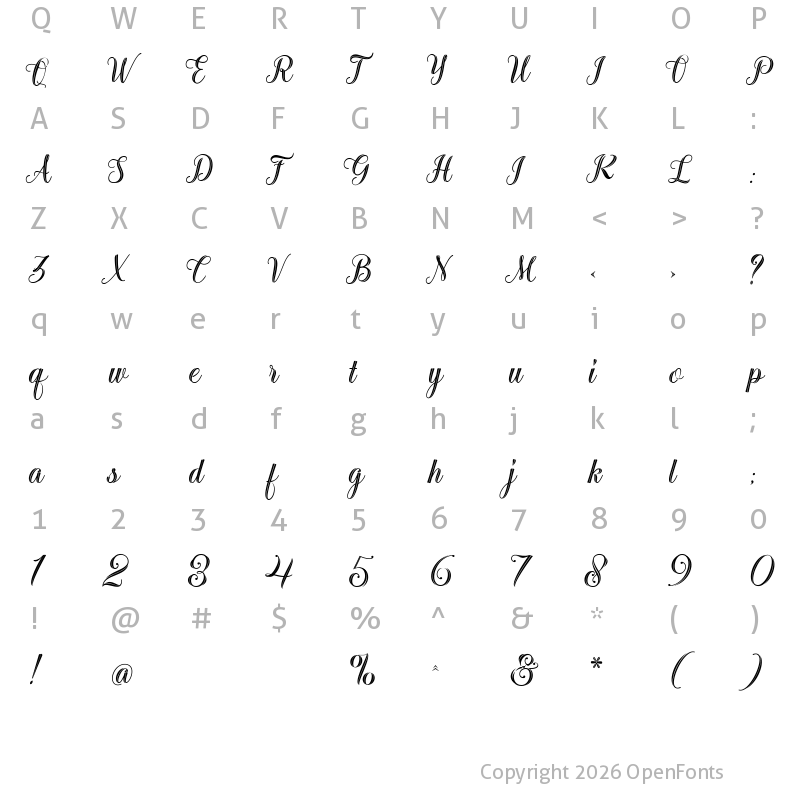 Character Map of Sarahfadhilla Free Regular