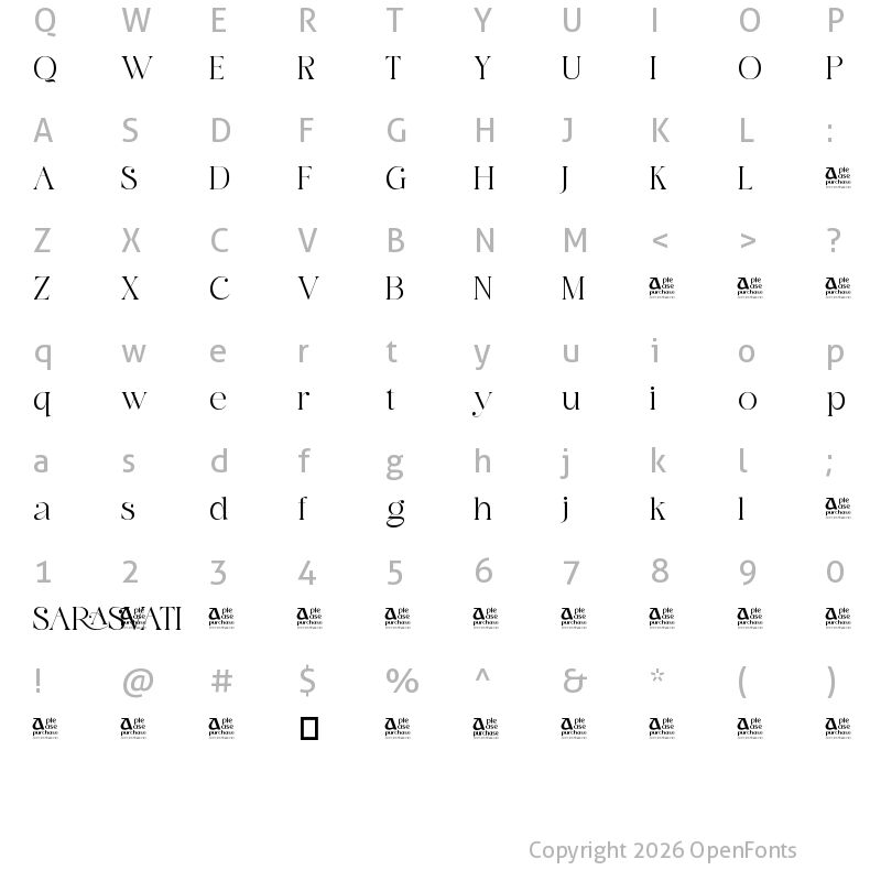 Character Map of Sarasvati Regular