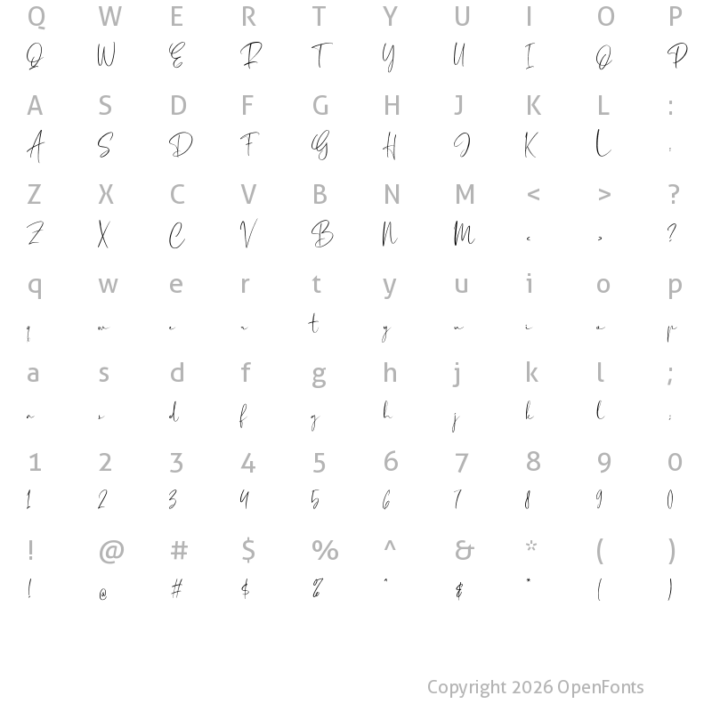 Character Map of Sarlinda Regular