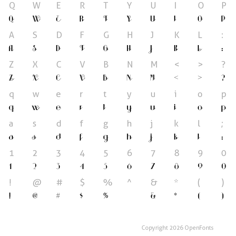 Character Map of Sarsaparilla NF Regular
