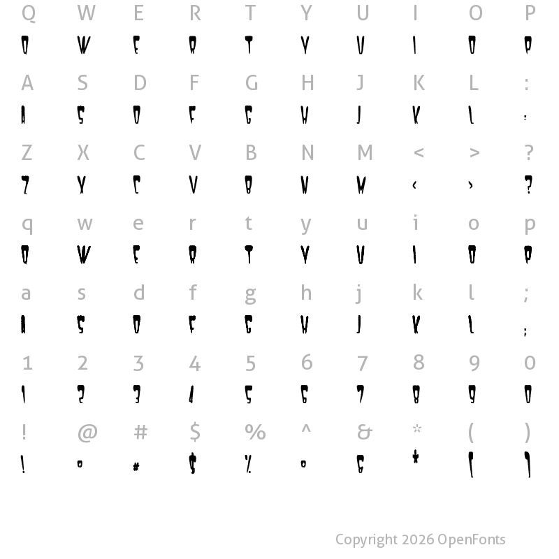 Character Map of Satan 1981 Regular
