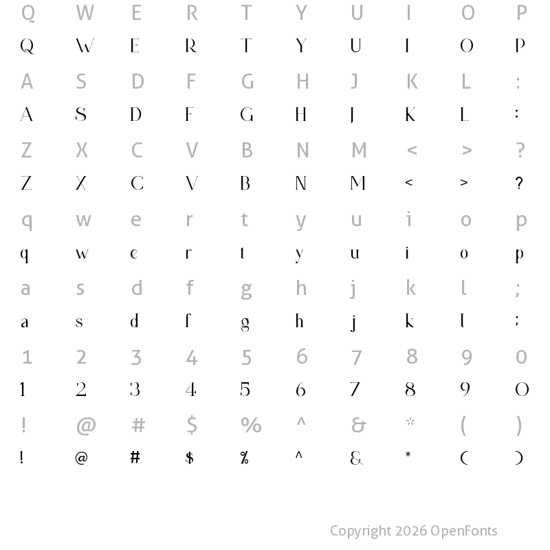 Character Map of Sattins Regular