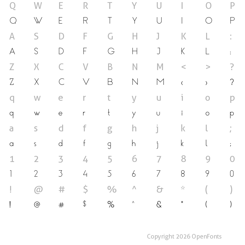 Character Map of Sauber Light