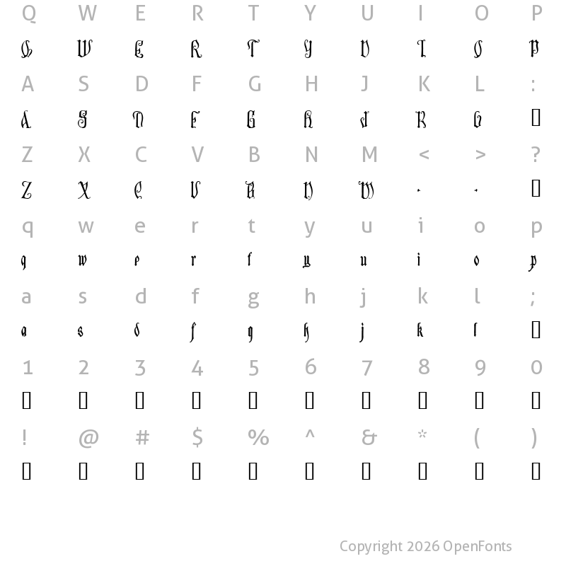 Character Map of Sauerkraut Regular