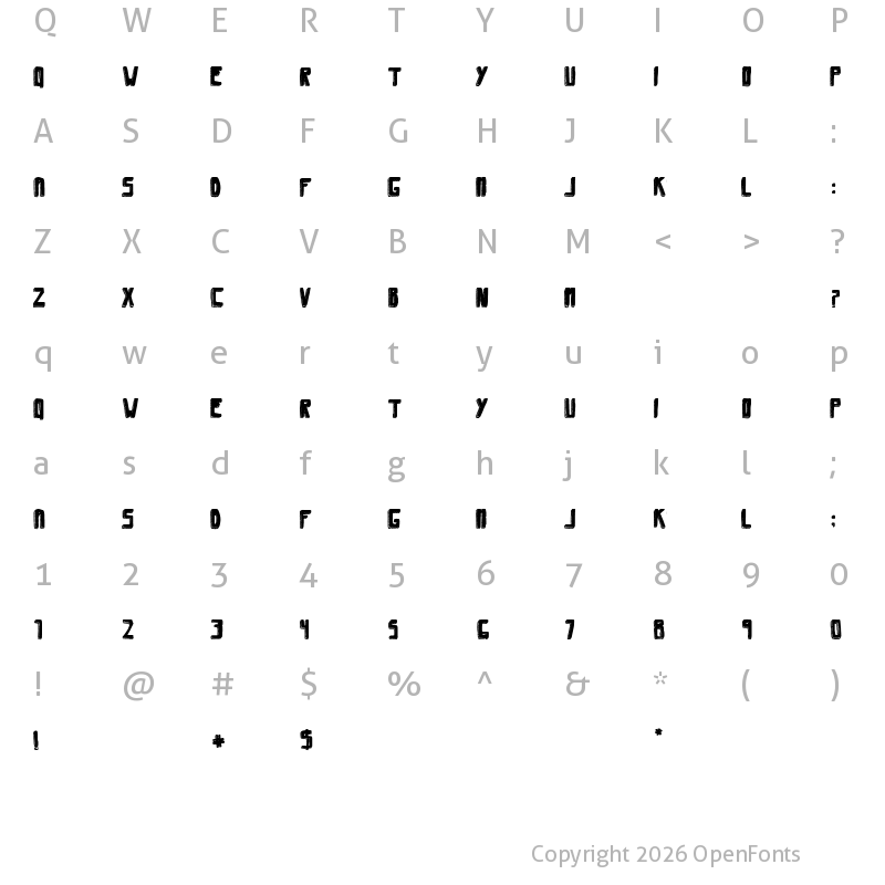 Character Map of Savia Filled Shadow Regular Filled Shadow