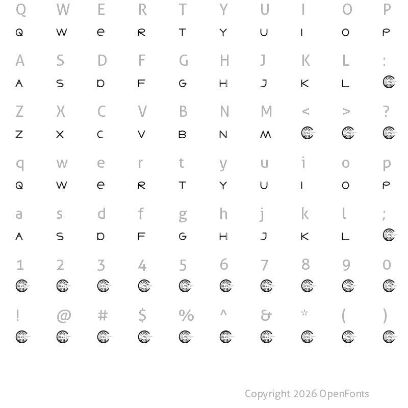 Character Map of Say Next Demo Shadow