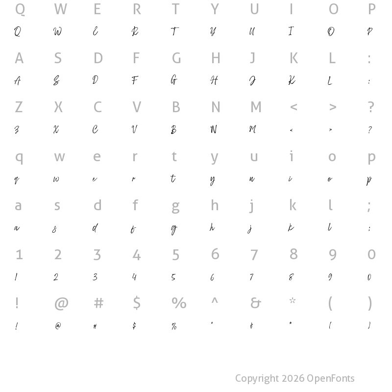 Character Map of Sayodies Regular