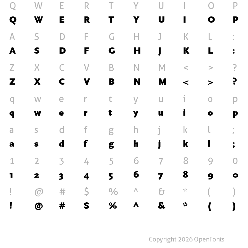 Character Map of Scala Sans Pro Black