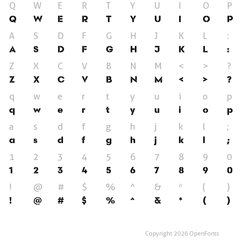Character Map of Scandia Stencil