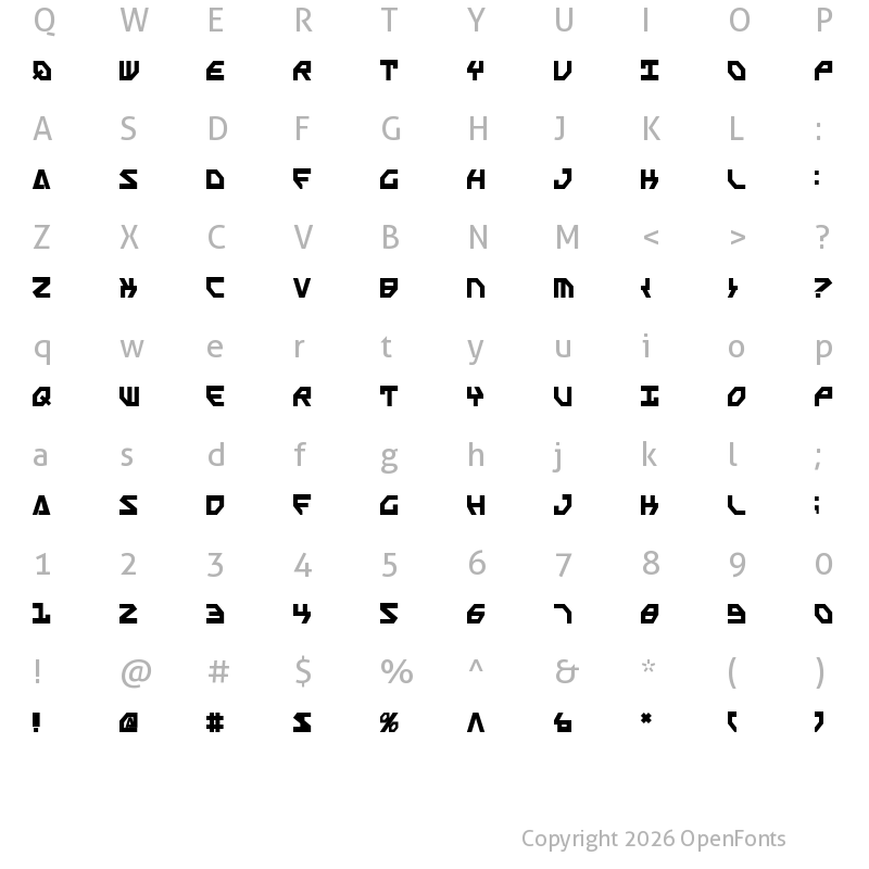 Character Map of Scarab Script Bold Bold