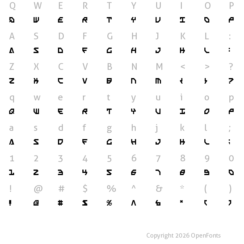 Character Map of Scarab Script Regular
