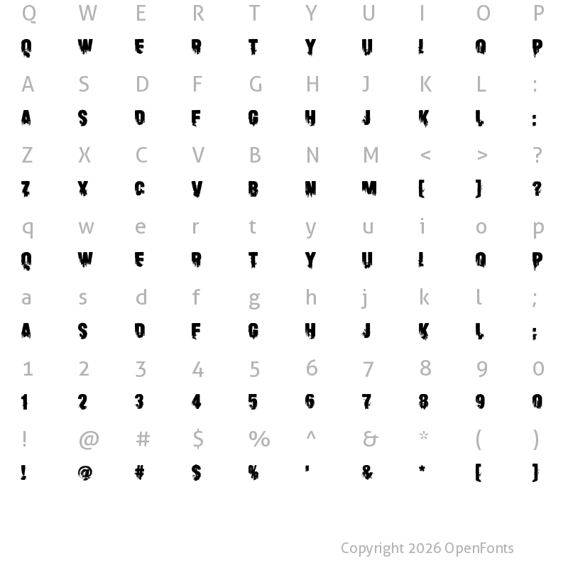Character Map of Scare Arms Regular