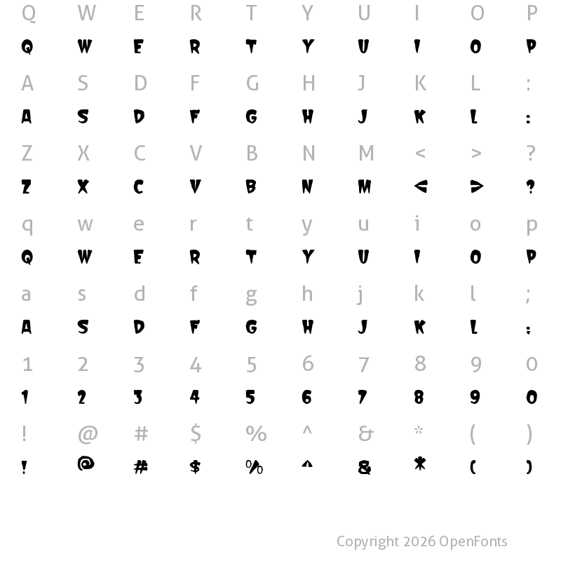 Character Map of Scarify Italic