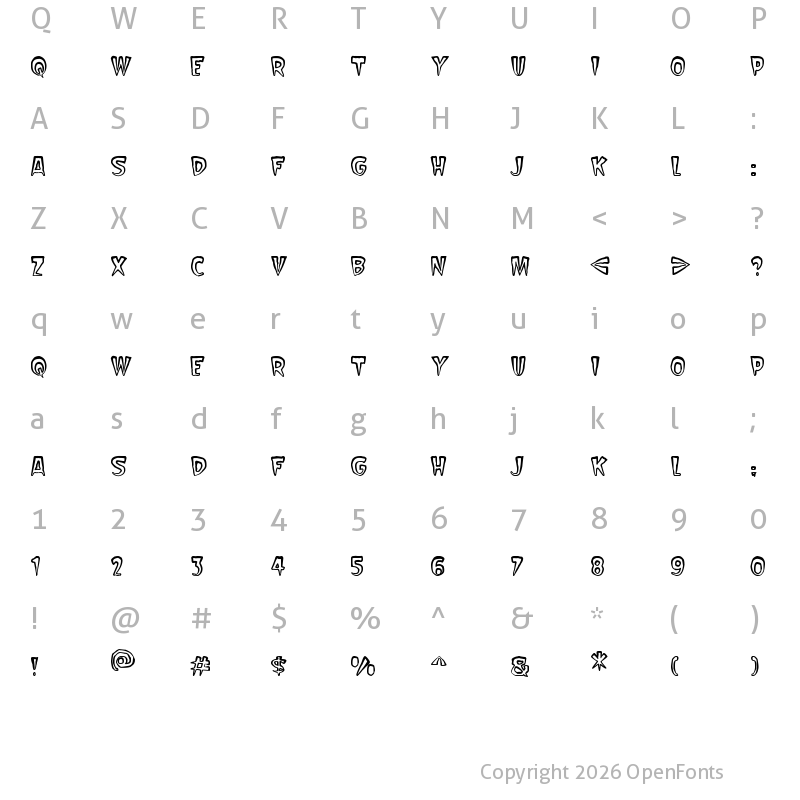 Character Map of Scarify Regular