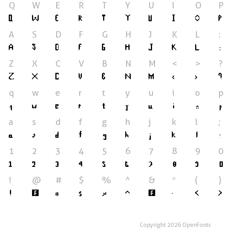 Character Map of Scarlet_River_Font Regular