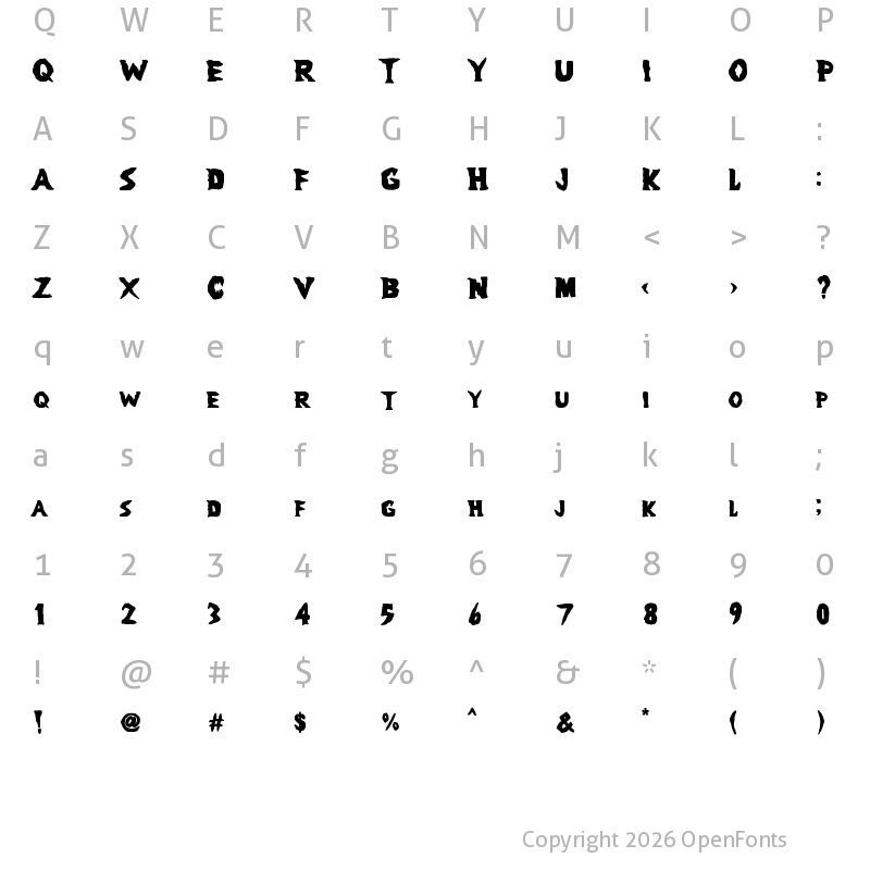 Character Map of Scary Benko Regular
