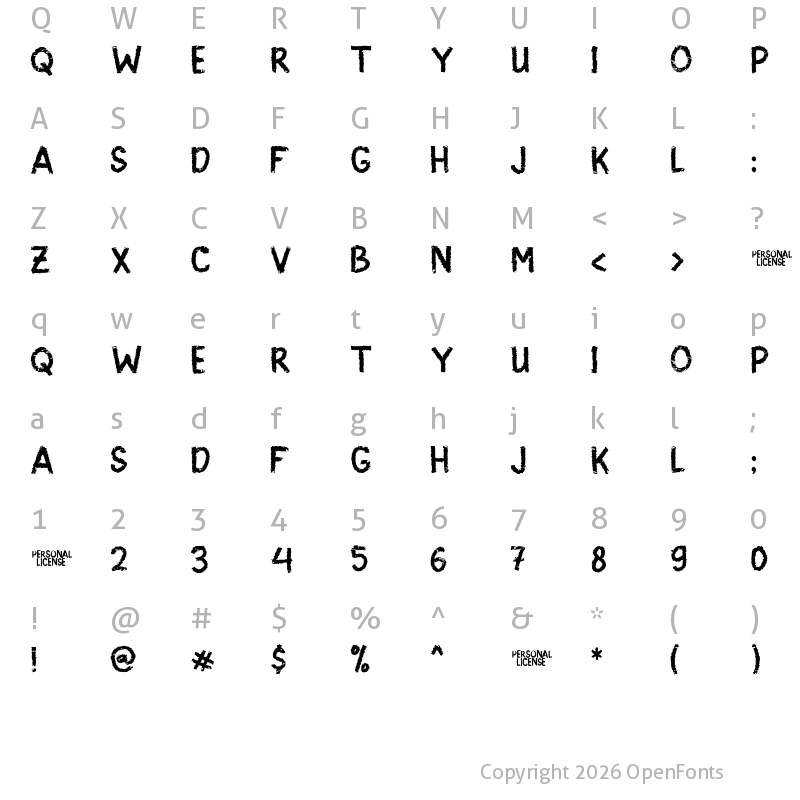 Character Map of Scary Sign Demo Regular