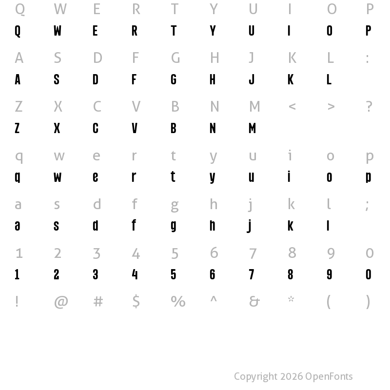 Character Map of Scenarie Regular