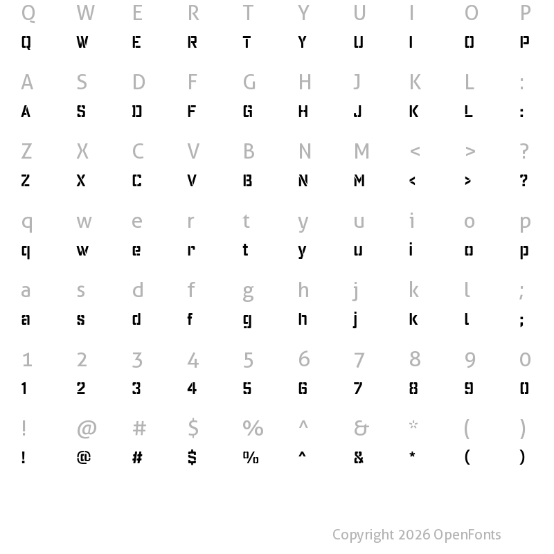 Character Map of Schablona No1