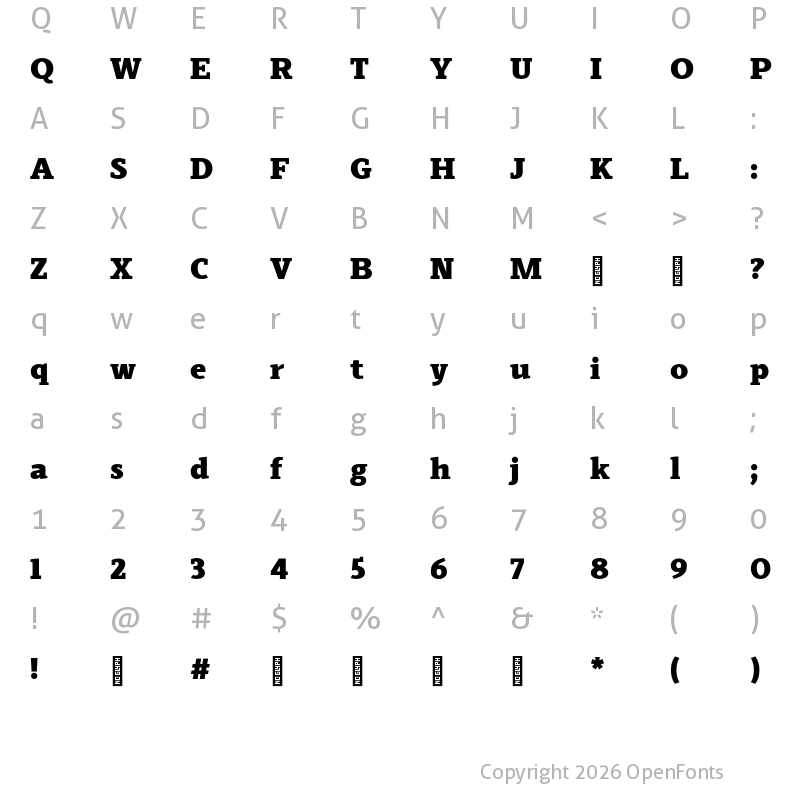 Character Map of Scharf Black