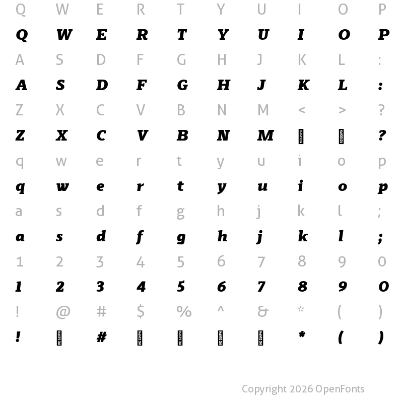 Character Map of Scharf Black Italic