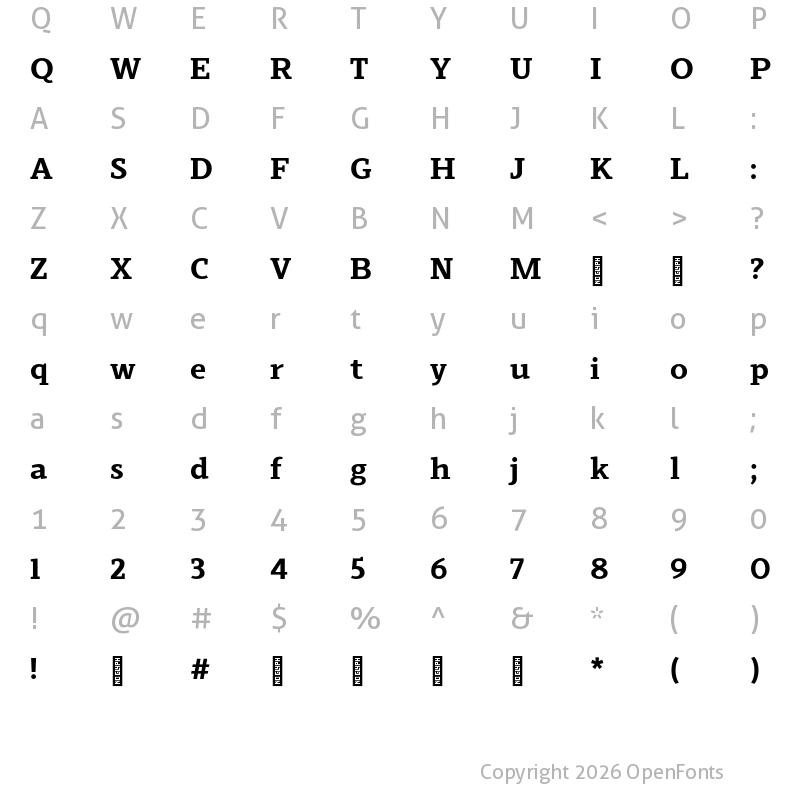 Character Map of Scharf Bold