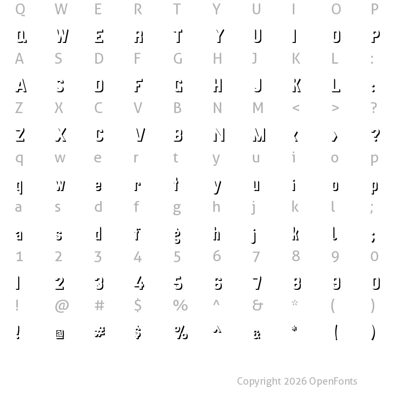 Character Map of Schattern von Preussische VI 9 Regular