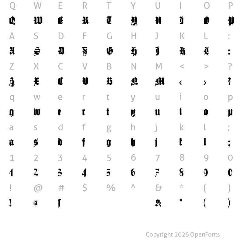 Character Map of SchmalfetteGotisch Regular