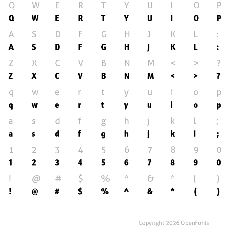 Character Map of Schnebel Sans ME Cond Black