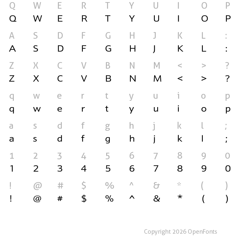 Character Map of Schnebel Sans ME Expand Regular