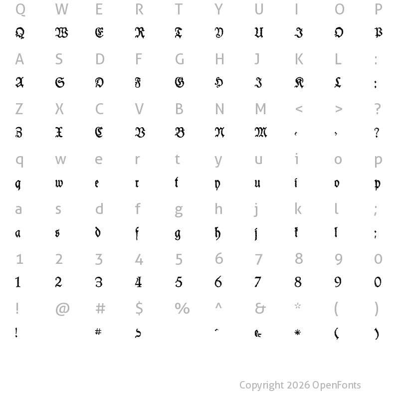 Character Map of Schneider Buch Deutsch Trash Free Regular