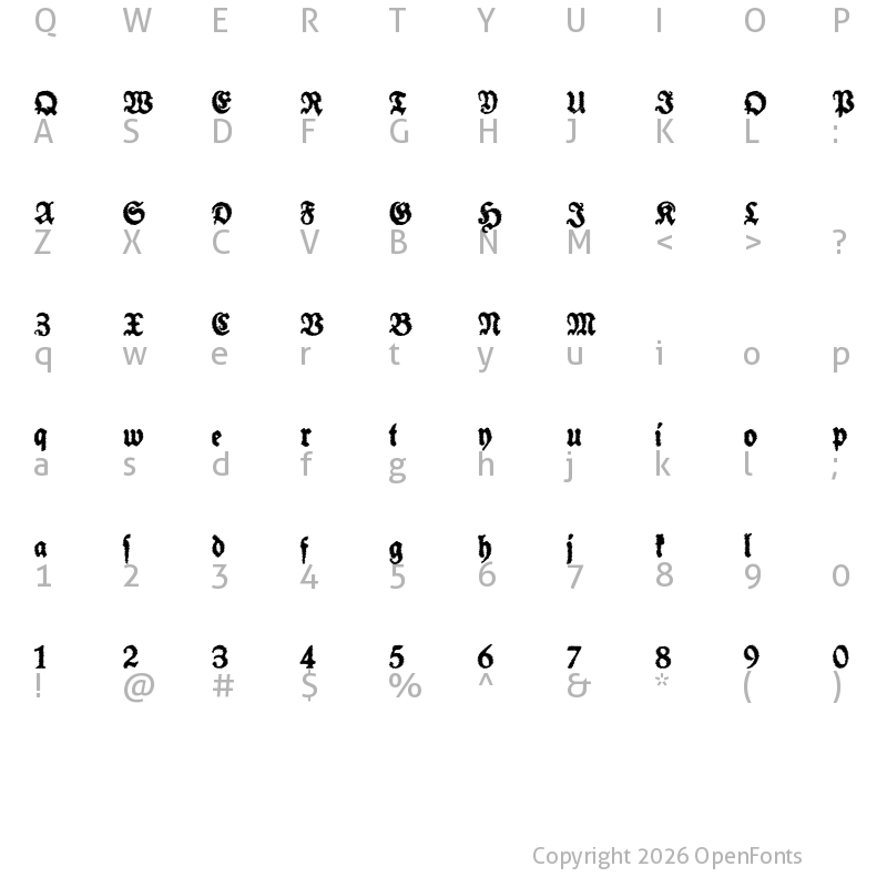 Character Map of Schneidler Halb Fette Trash Regular