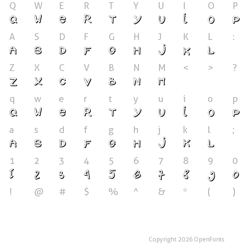 Character Map of SCHOOL Regular