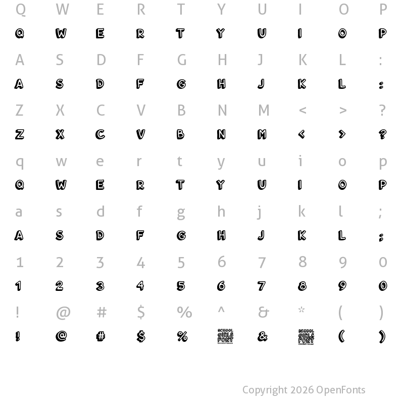 Character Map of Schoolgirls Regular