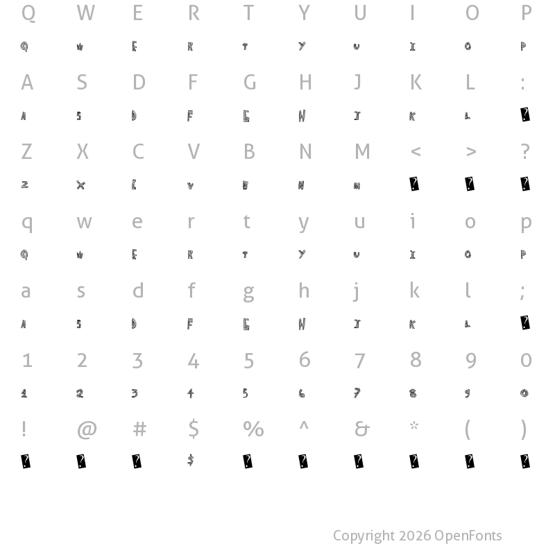 Character Map of SchoolNotes Regular