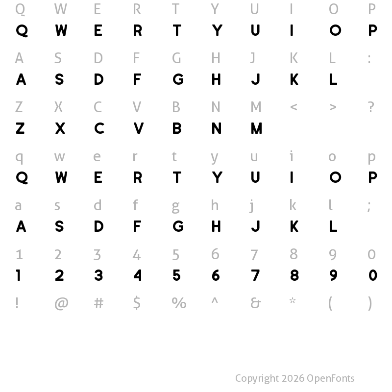 Character Map of schramberg sans Regular