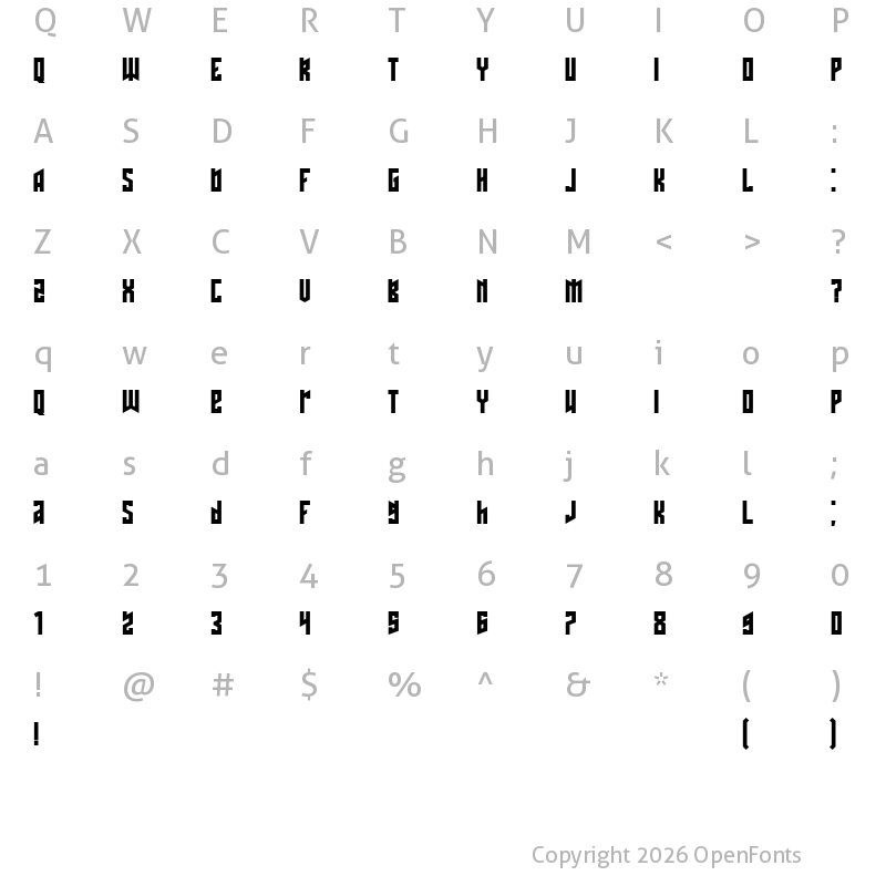 Character Map of Schwachsinn Regular