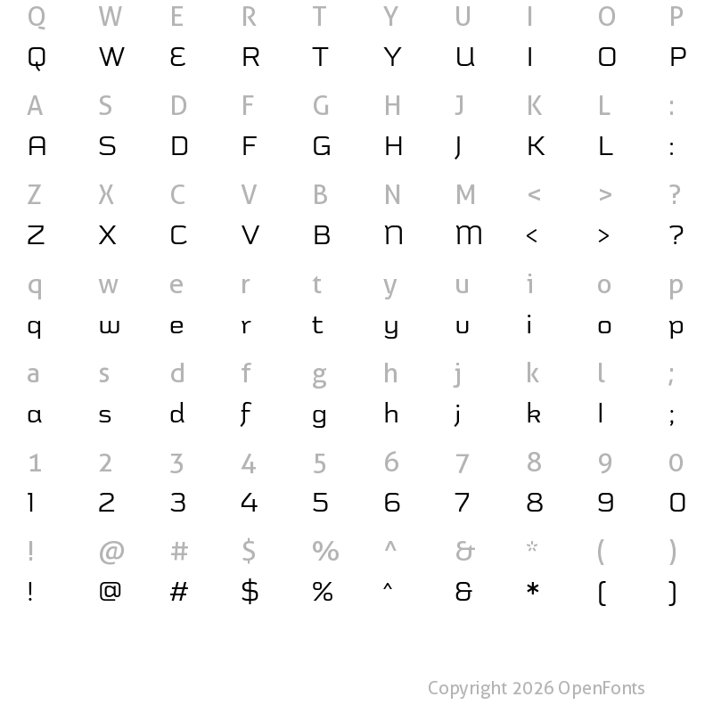 Character Map of Schwager Sans Regular