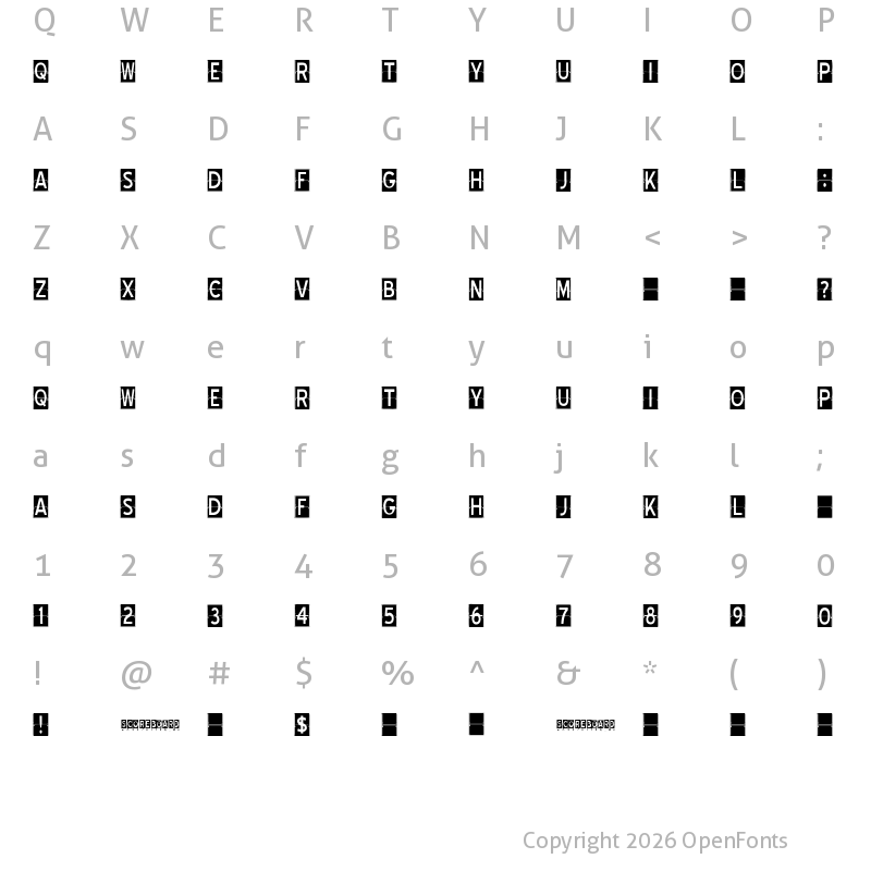 Character Map of SCOREBOARD Regular