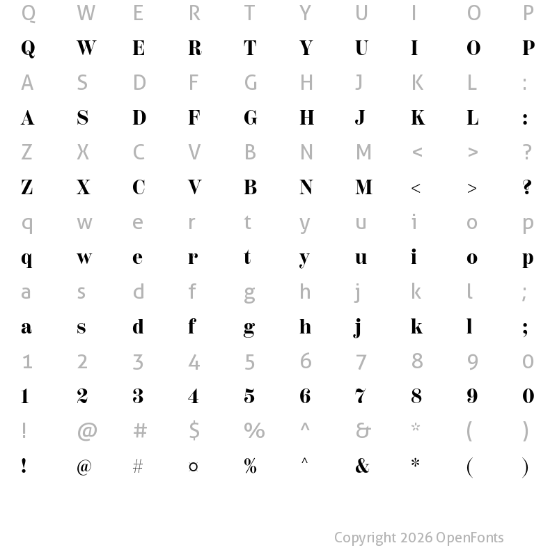 Character Map of Scotch Deck Condensed Bold