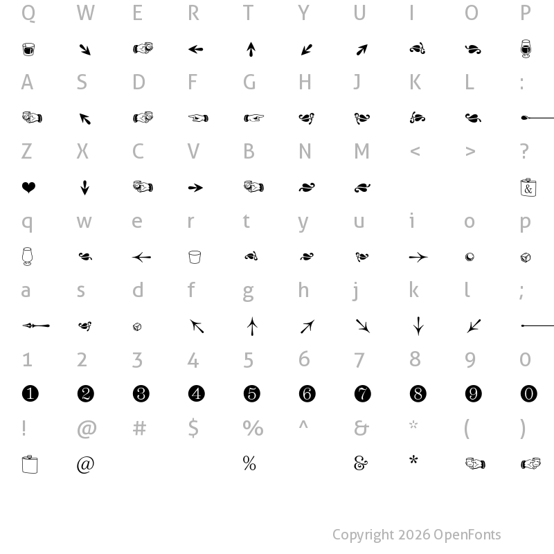 Character Map of Scotch Display Dingbats