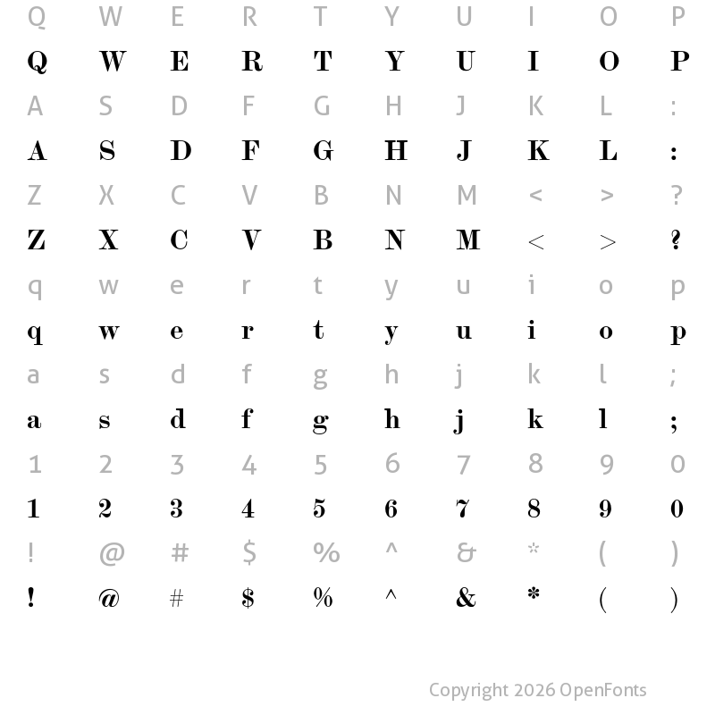Character Map of Scotch Modern Bold