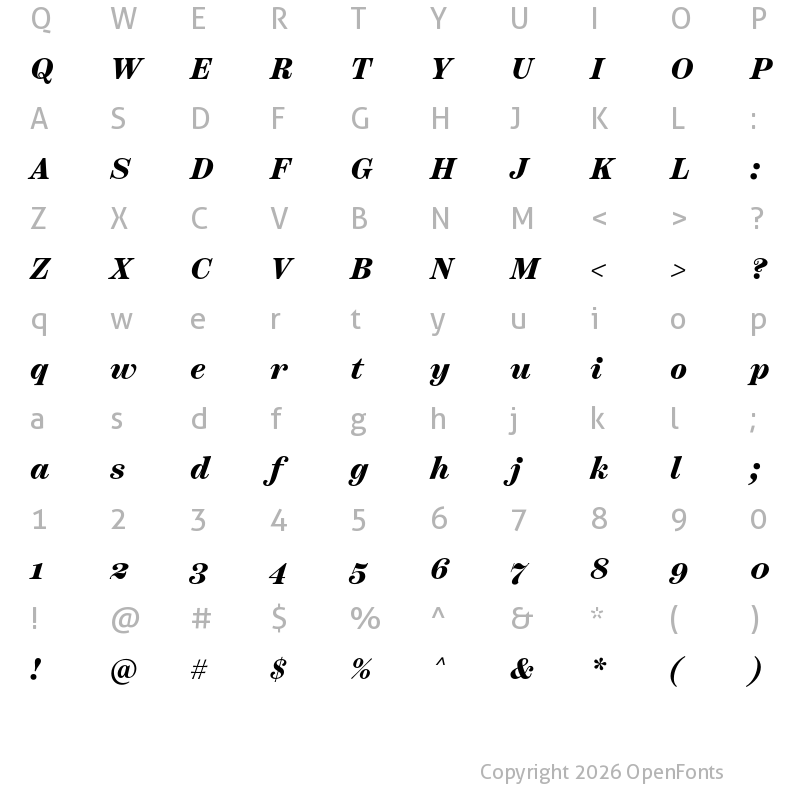 Character Map of Scotch Text Black Italic