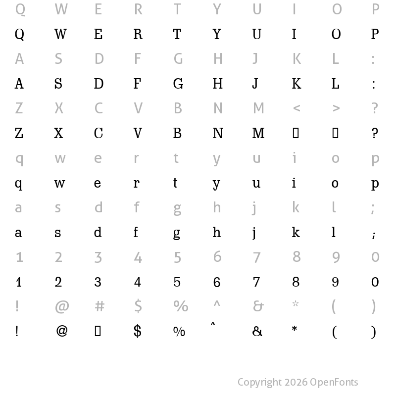 Character Map of ScoutLightDB Normal
