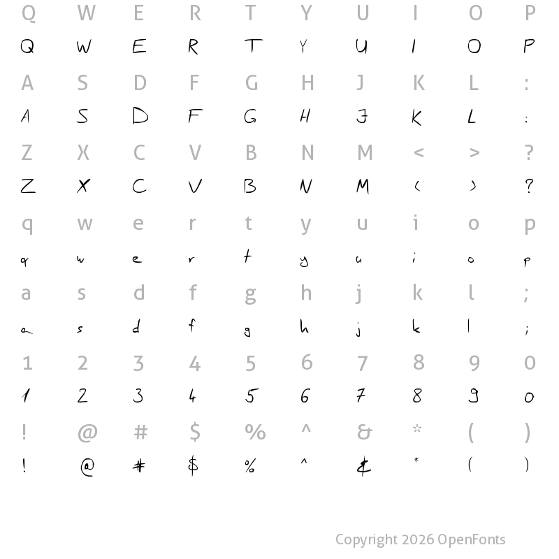 Character Map of Scrages_handwrite Regular